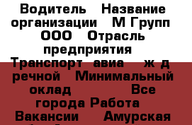 Водитель › Название организации ­ М Групп, ООО › Отрасль предприятия ­ Транспорт, авиа- , ж/д, речной › Минимальный оклад ­ 27 000 - Все города Работа » Вакансии   . Амурская обл.,Архаринский р-н